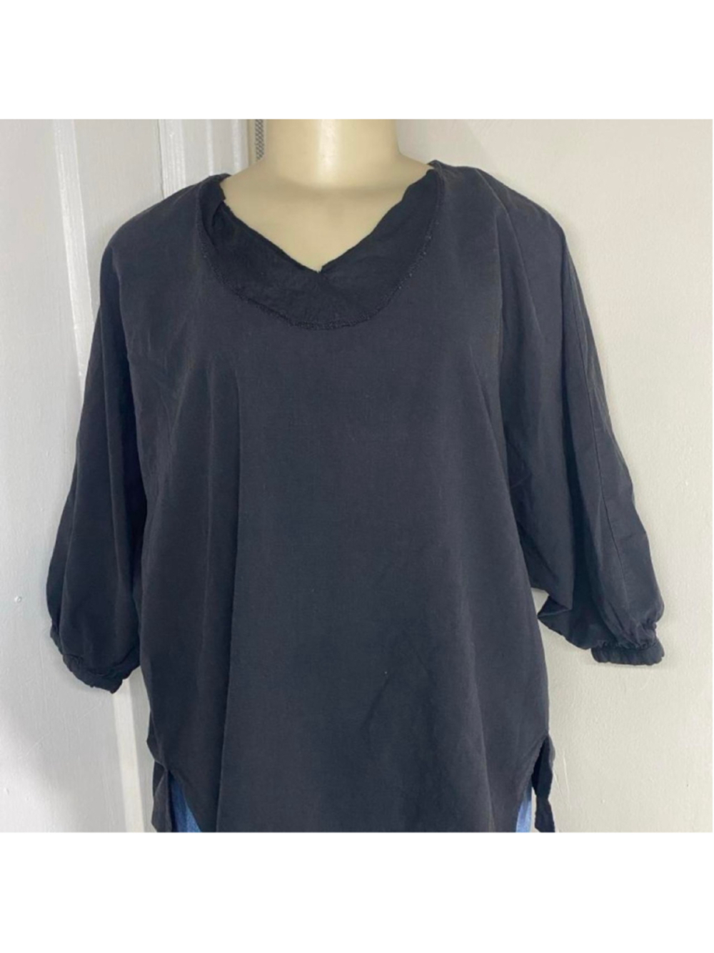 Black boho blouse